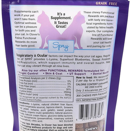 In Clover Spry, Cat Eye Care Support, L-Lysine Cat Treat Supplement, Cat Immune Support Supplement, Cat Health Daily Treat, Prebiotic Cat Health Support, Cat Antioxidant Respiratory Health for Cats