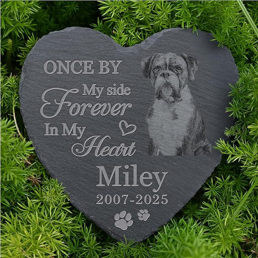 Personalized Pet Memorial Stone, Dog Memorial Gifts, Pet Loss Sympathy Gift, in Memory of Dog Cat - in My Heart（Heart）