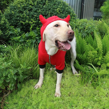 Large Dog Little Devil Christmas Costumes Zipper Hoodies Clothes for Pitbull Labrador, Red, 4X-Large