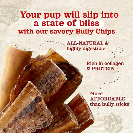 Natural Farm Bully Chips (9-12 Inch, 8 Oz.), Digestible Beef Cheek from Grass-Fed Cows, Non-GMO, Grain-Free, Natural Long-Lasting Dog Chews for Small, Medium & Large Dogs, Great Rawhide Alternative