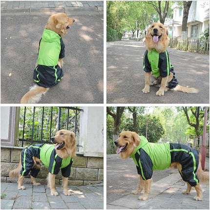 lovelonglong Pet Apparel Large Dog Clothing Raincoat Pet Clothes Rain Coat For Big Large Dogs Red Green Waterproof (L-L, Green)