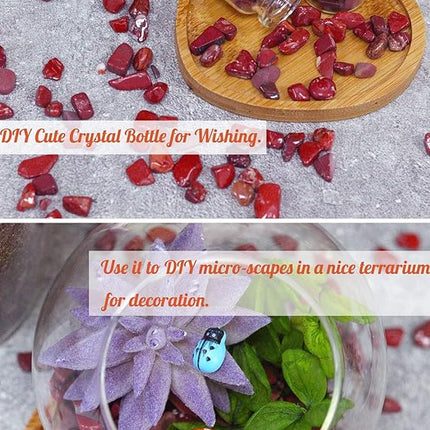 Red Jasper Aquarium Gravel Rocks Natural Tumbled Healing Crystal Chips Bulk Gemstones Tumbled Crushed Stones for Fountain Vase Filler Planters Decorative Fish Tank Potted Reiki Energy Balancing 0.44lb