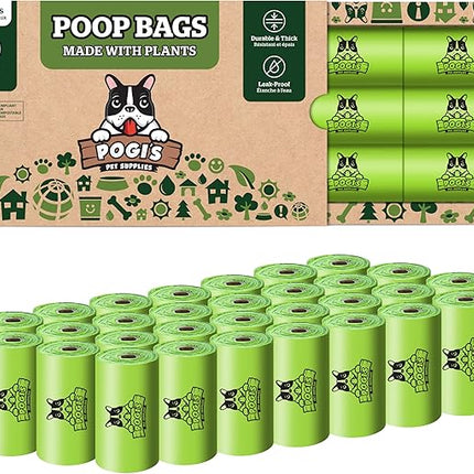 Pogi's Compostable Poop Bags – Leak-Proof, Extra-Large, Made with Plants – 32 Rolls (480 Bags)