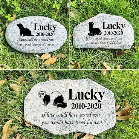Zatanmulo Personalized Pet Memorial Stone, Garden Memorial Stone Personalized, Ferret Headstone, Ferret Tombstone, Memorial Plaque Outdoor, Garden Stepping Stone (Ferret)