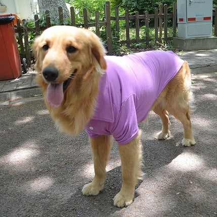 lovelonglong Basic Dog Polo Shirts Premium Cotton, Polo T-Shirts for Large Medium Small Dogs with a Two-Button Collar Blank Color Violet XXL