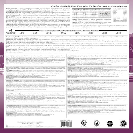 Canine Caviar - Leaping Spirit: Venison & Pearl Millet Alkaline Dry Dog Food, Limited Ingredients, Gluten-Free, Based on Science & Research, Veterinary Alternative Diet (11 Pound Bag)