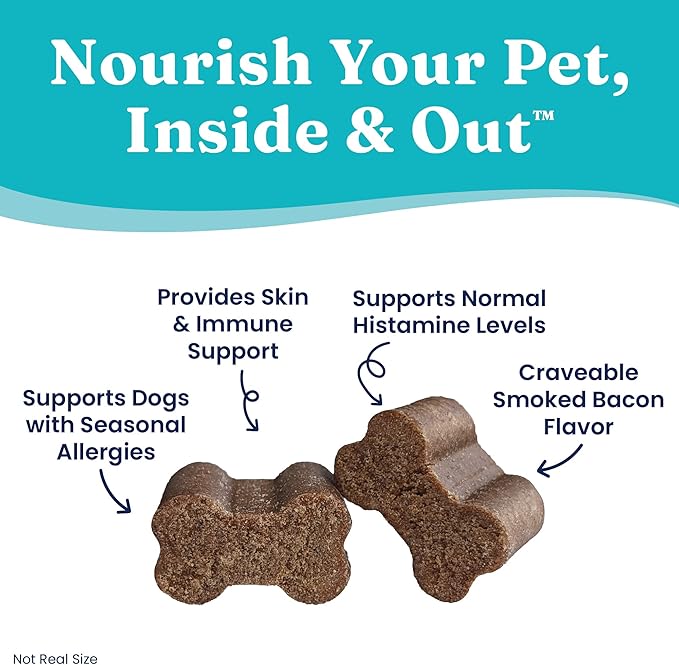 Solid Gold Dog Allergy Relief Chews - Dog Itching Skin Relief & Seasonal Allergies Support - Alaskan Salmon Oil for Dogs Skin, Coat & Immune Support - Bacon Flavor Soft Allergy Chews for Dogs - 60ct