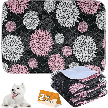 KOOLTAIL Washable Pee Pads for Dogs, 2 Pack Super Absorbent Reusable Puppy Training Pads Waterproof, Nonslip and Leak-Proof Dog Pee Pads, Large Pet Mats Whelping Pads for Floor, Crate, Couch, 24"x36"