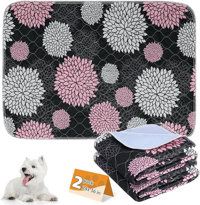 KOOLTAIL Washable Pee Pads for Dogs, 2 Pack Super Absorbent Reusable Puppy Training Pads Waterproof, Nonslip and Leak-Proof Dog Pee Pads, Large Pet Mats Whelping Pads for Floor, Crate, Couch, 24"x36"