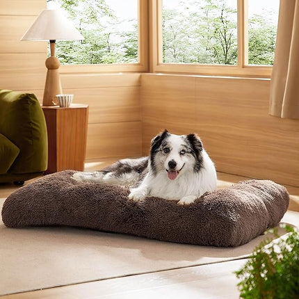 Bedsure Washable Extra Large Dog Bed for Crate, Faux Fur Dog Crate Pad for Large Breed, Plush Soft Comfort Dogs Sleeping Mat, Anti-Slip Pet Kennel Pad, 41" x 29", Dark Brown