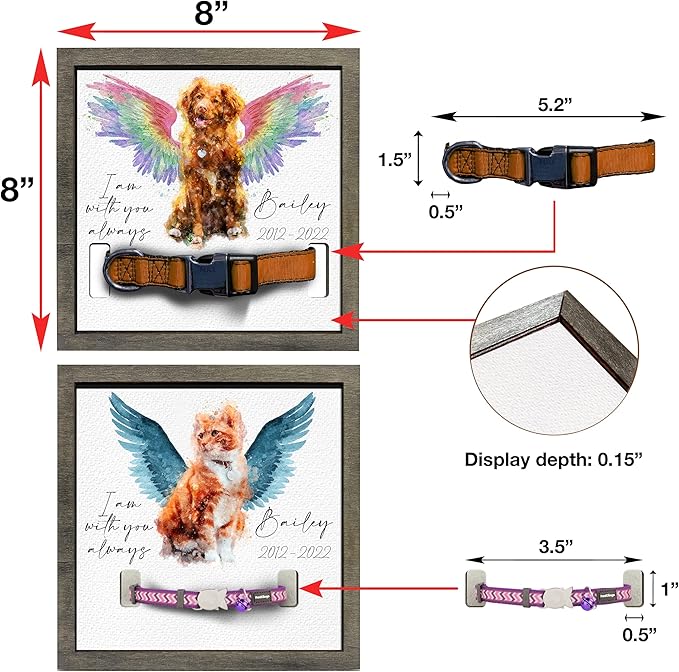 Personalized Pet Memorial Gifts Water Color Dog Angel Wings Picture Frame Pet Loss Gift Dog Custom Cat Picture Collar Frames Heartfelt Sentimental Quote Memorial Plaques Rainbow Bridge Pet