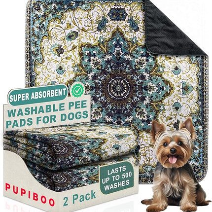 PUPIBOO Washable Pee Pads for Dogs and Cats - Super Absorbent Reusable Puppy Training Pads - 100% Waterproof, Leak-Proof & Non-Slip Whelping Pads for Pet Housebreaking