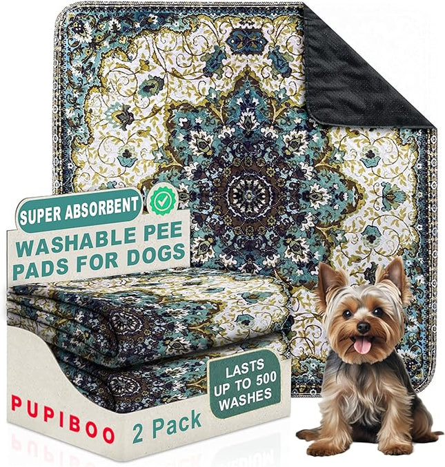 PUPIBOO Washable Pee Pads for Dogs and Cats - Super Absorbent Reusable Puppy Training Pads - 100% Waterproof, Leak-Proof & Non-Slip Whelping Pads for Pet Housebreaking