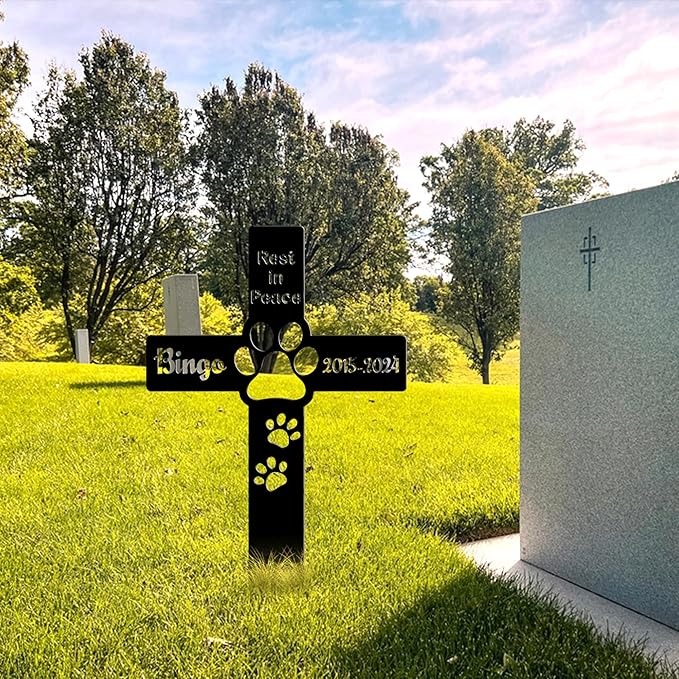 Personalized Metal Dog Grave Markers Stake, Pet Memorial Outdoor Garden Sign Plaque, Custom Pets Name Marker for Cemetery, Pet Loss Sympathy Gift
