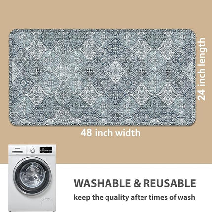 nunubaby Washable Pee Pads for Dogs, Stylish, Non-Slip and Leak-Proof Pee Pads. Reusable Potty Pads for Dogs for Crates and Floors.(Blue/Multi, 24" x48" )