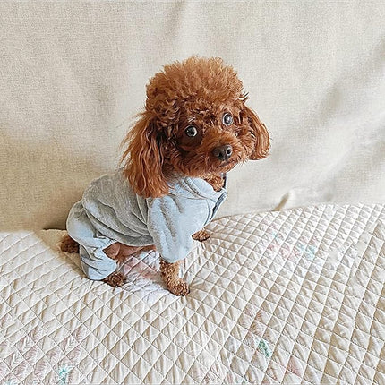 LifeWheel Dog Hoodie, Pet Jumpsuit Fleece Sweatshirt with Buttons, Clothes, Cold Weather Coats, Pajamas, Winter Warm Cotton Puppy Hoodie 4 Legs Clothes for Small Medium Large Dogs Cats Boy Girl Grey