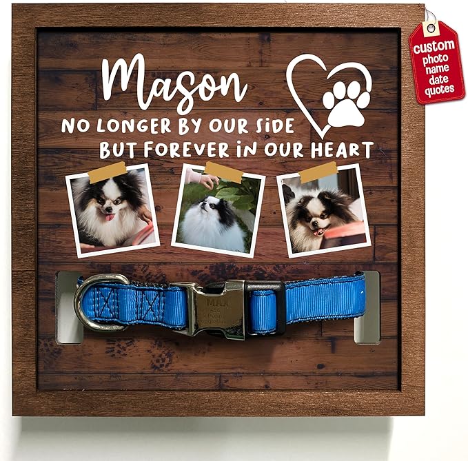 Personalized Dog Picture Frames Pet Memorial Dog for Daughter from Mom Best Ever for Dog Lovers Wall Decor TableTop Loss Sign Wood Frame with Collar Sympathy Pet Loss