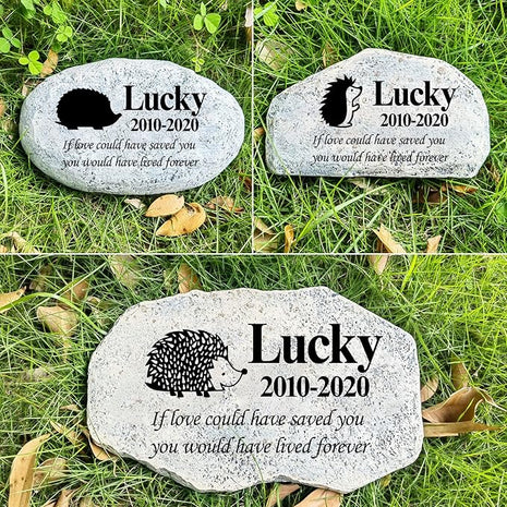 Zatanmulo Personalized Pet Memorial Stone, Garden Memorial Stone Personalized, Hedgehog Headstone, Hedgehog Tombstone, Memorial Plaque Outdoor, Garden Stepping Stone (Hedgehog)
