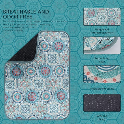 IEUUMLER Washable Pee Pads for Dogs, 2 Pack Non-Slip & Waterproof Pack Whelping Pad, Reusable Washable Puppy Potty Training Pad with Fast Absorbent for Playpen EU007 (Green Medallion, 48"X30"-2pcs)