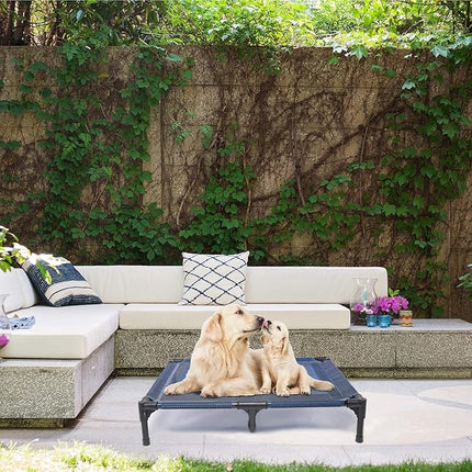 Suddus Elevated Dog Bed - Waterproof, Portable, Off The Floor, Easy Clean Indoor/Outdoor, Medium, Blue