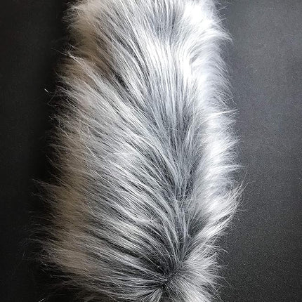 Long Faux Fur Animal Luxury Tail, Cosplay, Anime Lover, Costume Dress Up Pet Play Furry Super Soft Accessory (30", Gray Frost)