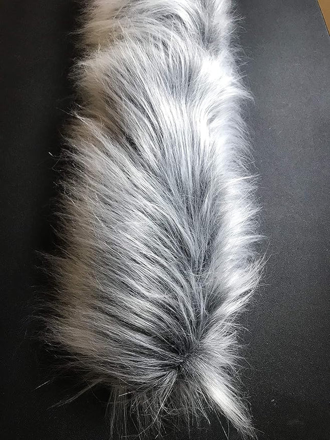 Long Faux Fur Animal Luxury Tail, Cosplay, Anime Lover, Costume Dress Up Pet Play Furry Super Soft Accessory (30", Gray Frost)