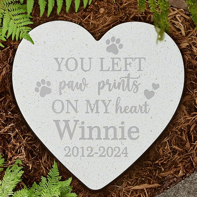 Personalized Pet Stone | Pet Memorial Stone | Dog Memorial Stone | Pet Memorial Gift | Pet Loss Gift | Pet Memorial | Dog Memorial | Cat Memorial | Loss of a Dog - You Left Paw Prints on My Heart