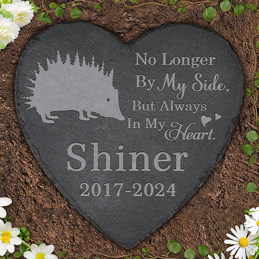 Pet Memorial Stone Hedgehog - Hedgehog Headstone - Hedgehog Memorial Stone - Hedgehog Memorial Gifts - Loss of a Hedgehog - Hedgehog Loss Gifts (Heart-Shaped)