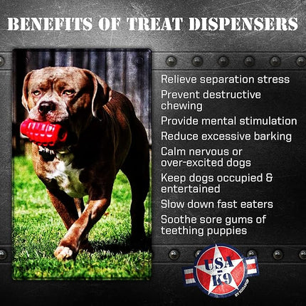 SodaPup USA-K9 Grenade – Durable Dog Treat Dispenser and Chew Toy Made in USA from Non-Toxic, Pet Safe, Food Safe Natural Rubber Material for Mental Stimulation, Problem Chewing, Calming Nerves & More