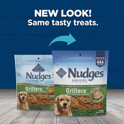 Blue Buffalo Nudges Grillers Natural Dog Treats, Made in the USA with Real Chicken, 16-oz Bag