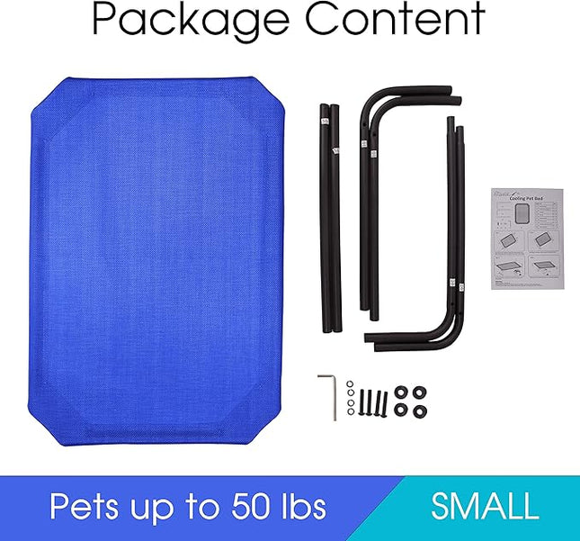 PHYEX Raised Pet Cot for Small Pets, Elevated Dog Bed with Breathable Mesh, Sturdy Steel Frame for Indoor & Outdoor Use, Non-Slip Design, Easy Clean, 33-Inch Blue