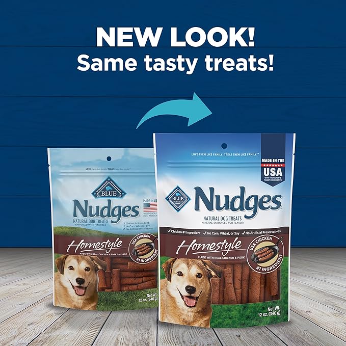 Blue Buffalo Nudges Homestyle Natural Dog Treats, Chicken and Pork, 12-oz Bag