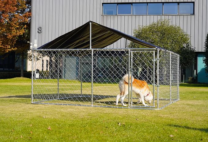 120"x 120" Outdoor Dog Enclosure Heavy Duty Dog Kennel House Mesh Dog Big Cage Pet Kennel Steel Fence with Secure Lock