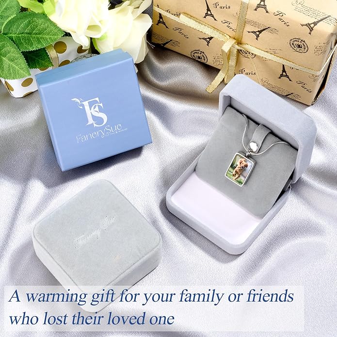 Fanery Sue Pet Ashes Necklace Cremation Jewelry Personalized Picture&Quote Memorial Gifts for Loss of Dog/Cat Urn Necklaces Pets Loss Sympathy Gift Keepsake for Women