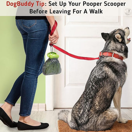 DogBuddy Pooper Scooper, Portable Dog Pooper Scooper, Poop Scooper for Small and Large Dogs, Pooper Scooper with Bag Attachment, Leash Clip and Dog Waste Bags Included (Medium, Pink)