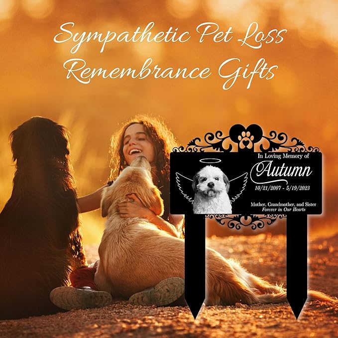 Custom Pet Grave Markers Dog | Heaven Custom Pet Headstones for Dogs | Best Memorial Gifts to Tribute Your Four-Legged Companions | Personalized Grave Marker for Angel Furry Friends
