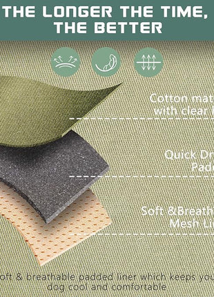 BUMBIN Tactical Dog Harness for Large Dogs, No Pull, Reflective, Green, L(Neck:19-25", Chest:21-35")