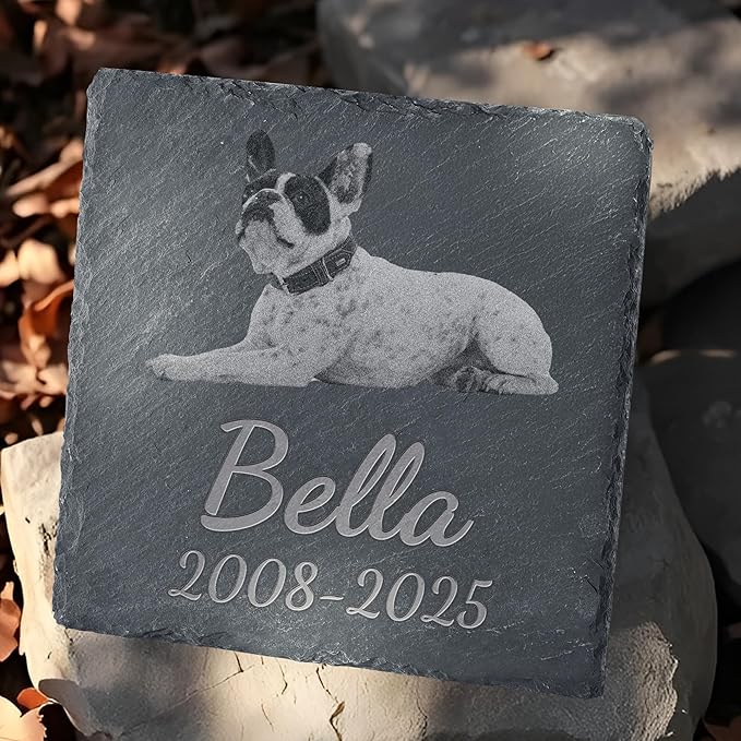 Personalized Pet Memorial Stone, Dog Memorial Gifts, Pet Loss Sympathy Gift, in Memory of Dog Cat - in Memory of Pet（Square）