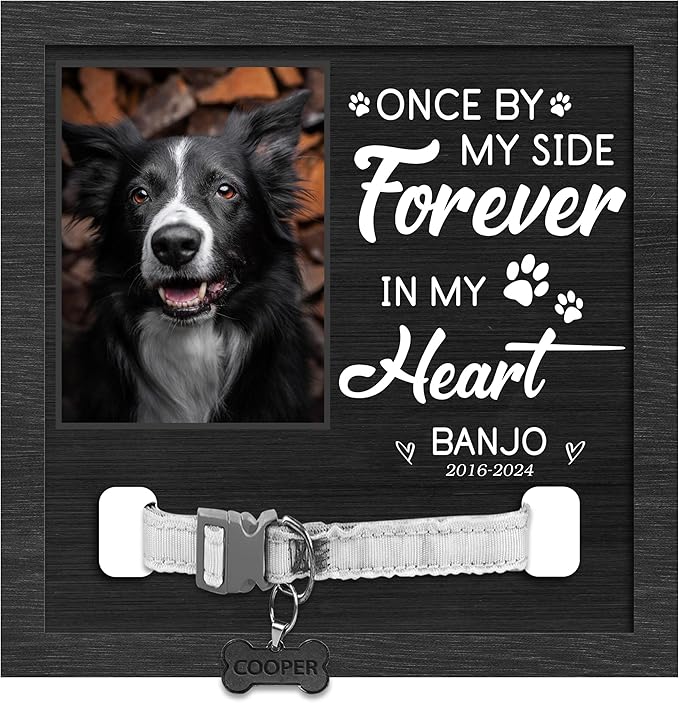 Nazenti Personalized Dog Memorial Picture Frame, Custom Sympathy Gifts for Loss of Dog, Pet Loss Gift, Pet Memorial Frame with Collar Holder, Cat Condolences Gift, Dogs Sign Bereavement Gifts