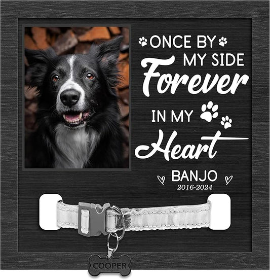Nazenti Personalized Dog Memorial Picture Frame, Custom Sympathy Gifts for Loss of Dog, Pet Loss Gift, Pet Memorial Frame with Collar Holder, Cat Condolences Gift, Dogs Sign Bereavement Gifts
