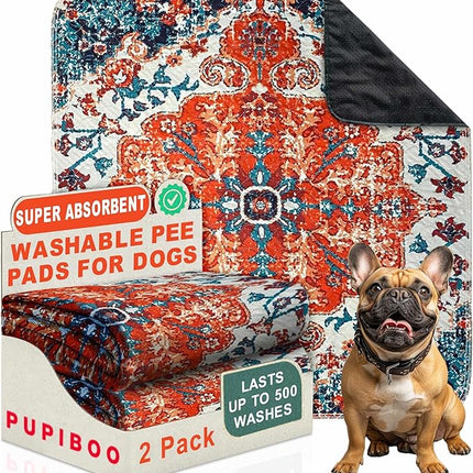 PUPIBOO Washable Pee Pads for Dogs and Cats - Super Absorbent Reusable Puppy Training Pads - 100% Waterproof, Leak-Proof & Non-Slip Whelping Pads for Pet Housebreaking