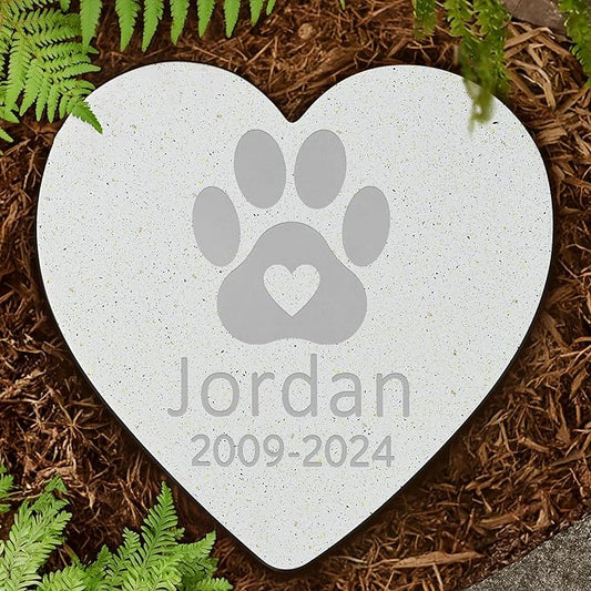 Personalized Pet Stone | Pet Memorial Stone | Dog Memorial Stone | Pet Memorial Gift | Pet Loss Gift | Pet Memorial | Dog Memorial | Cat Memorial | Loss of a Dog - Paw Print with Heart