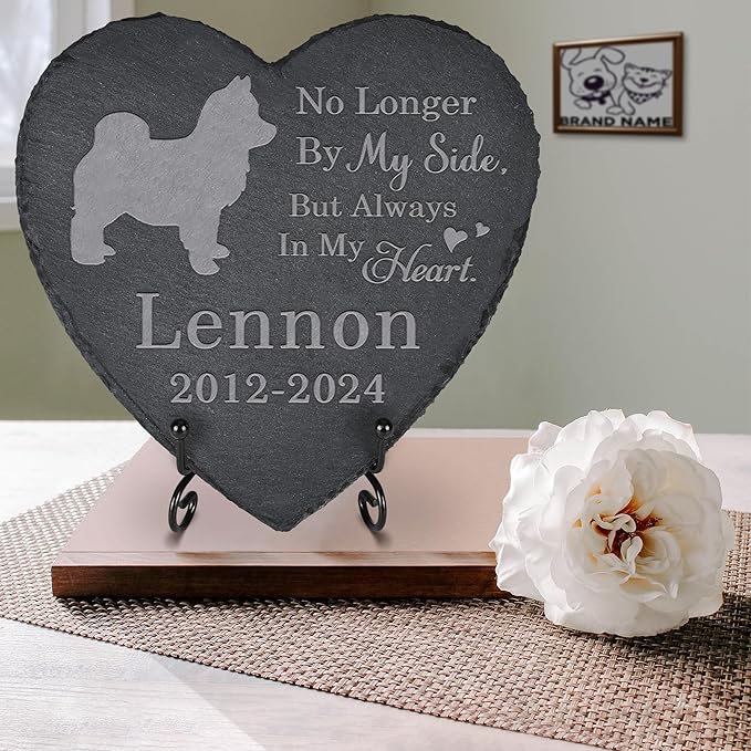 Pet Memorial Stone Dog - Dog Headstone - Dog Memorial Stone - Dog Memorial Gifts - Loss of a Dog - Dog Loss Gifts (Heart-Shaped)