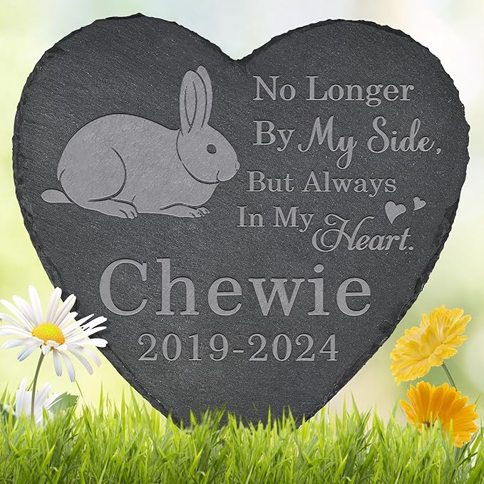 Pet Memorial Stone Rabbit - Rabbit Headstone - Rabbit Memorial Stone - Rabbit Memorial Gifts - Loss of a Rabbit - Rabbit Loss Gifts (Heart-Shaped)