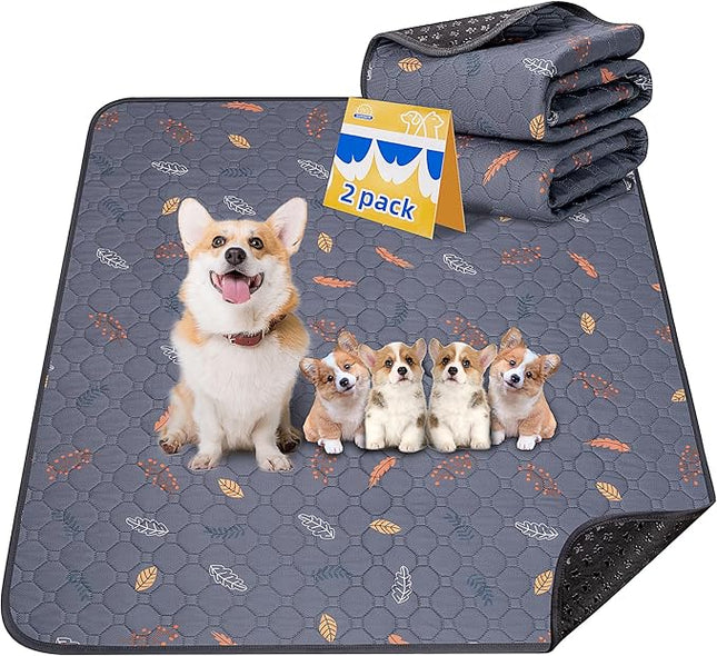 Washable Pee Pads for Dogs - 2 Pack Puppy Pads with Super Absorbent, Non-Slip, Reusable Pee Pads Specifically Designed for Dog Playpen, Crate, Whelping Box, Floor - 36" x 41", Grey
