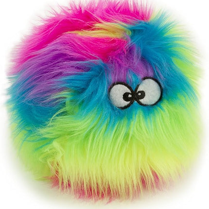 goDog Furballz Squeaky Plush Ball Dog Toy, Chew Guard Technology - Rainbow, Medium