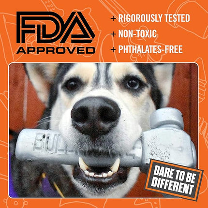 BULLYMAKE Silver Tough Chew Hammer Toy for Dogs, Durable Nylon Dog Toys for Aggressive Chewers, Dental Stimulating, Tough Chew, Boredom Busting, Pet Supplies, Made in USA