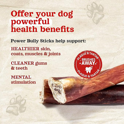 Natural Farm Power Bully Sticks Dog Chews (6”, 25-Pack), 2-in-1 Power Chews: Premium Beef Cheek Wrapped in Beef Pizzle, Long-Lasting, Great Dog Dental Treats for Small, Medium & Large Dogs