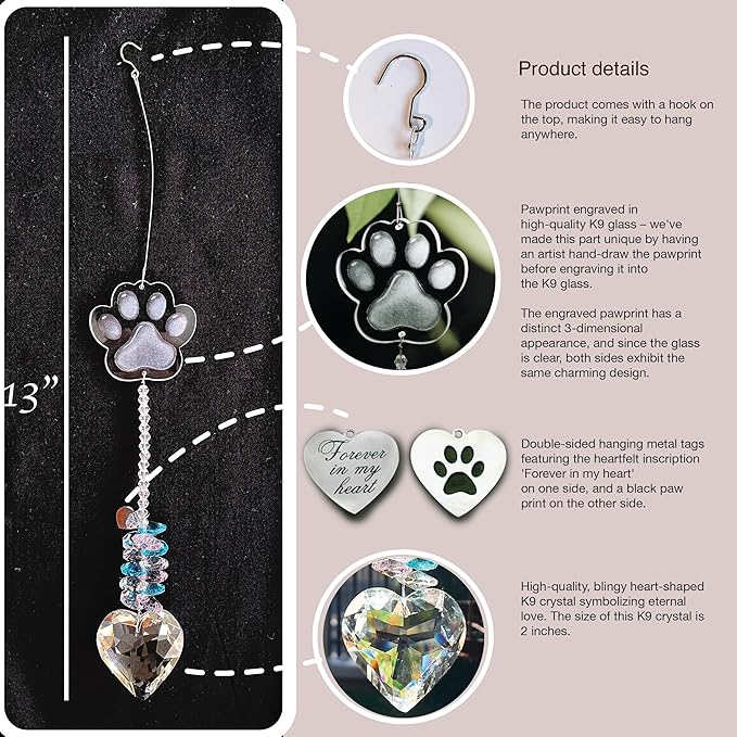 Pet Memorial Suncatcher, Dog Memorial Gifts, Pet Loss, Pet Sympathy, Thoughtful Dogs and Cats Remembrance, Bereavement Gifts