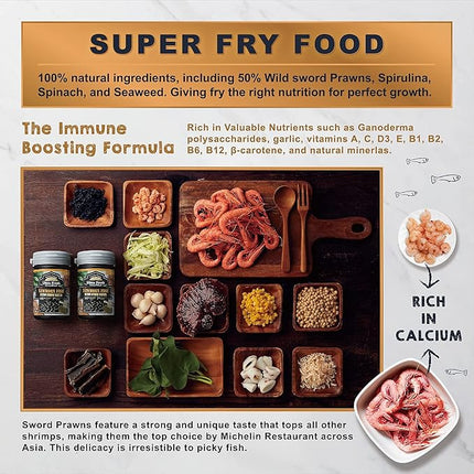 Ultra Fresh Baby Fish Food with 50% Sword Prawn Shrimp, Slow Sinking, Substitute for Brine Shrimp - For Fry Health and Cleaner Water